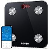 Bilancia Pesapersone Digitale, RENPHO Bilancia Impedenziometrica in Vetro Temperato, Bluetooth Bilancia Smart con 13 Indici, 26x26 cm, Max 180kg