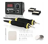 BURNNOVE Kit per Pirografia a Legna 60W 220V con Temperatura Regolabile da 0 °C a 750 °C Display Digitale a 33 Teste di Penna