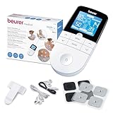 Beurer EM 49 Elettrostimolatore Digitale TENS / EMS con Funzione Terapia del dolore, stimolazione muscolare e Massaggio Relax, 2 canali, 6 programmi Bianco/Nero